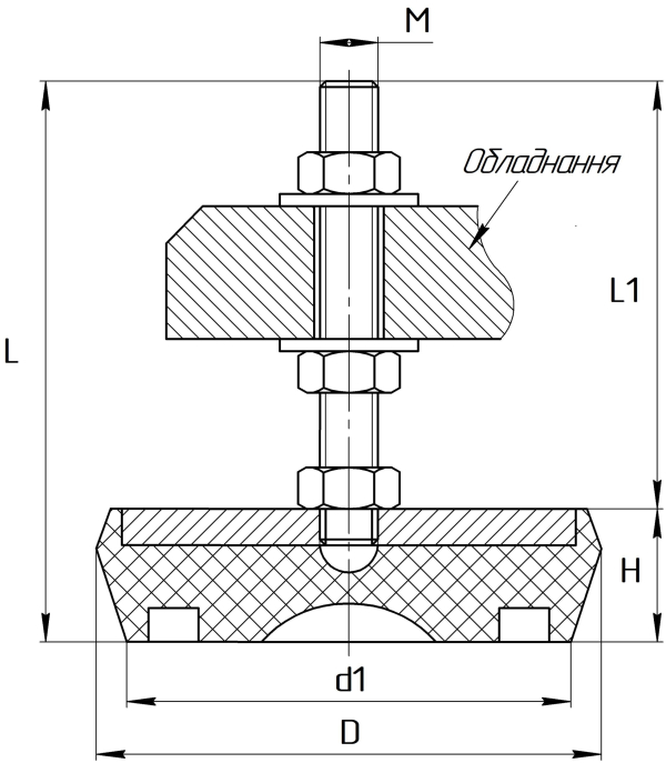 Фото - Віброопора регульована діам.76мм М12 L=90мм