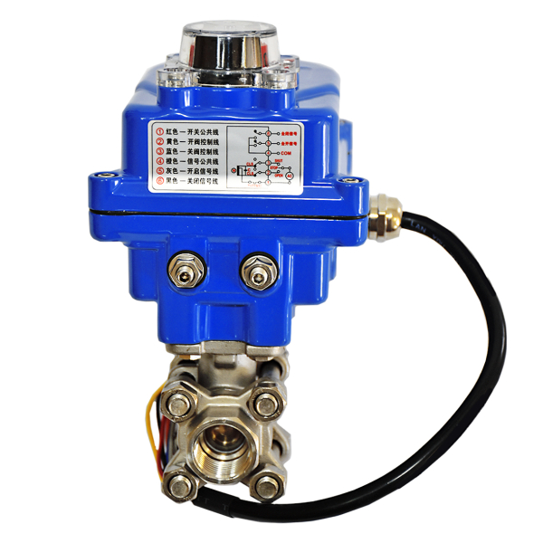 Фото - Шаровий кран з електроприводом 220VAC, н/ж SS304, 3сост, DN15, внутрішня-внутрішня різьба  G1/2F-G1/2F