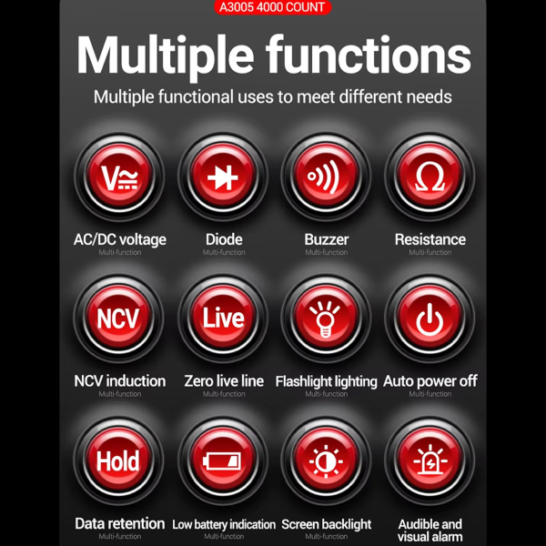 Фото - Мультиметр Aneng A3005A 600V AC/DC Voltage, NCV, LCD з підсвіткою, True RMS, Smart