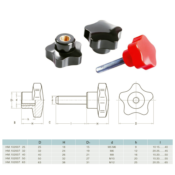 Фото - Ручка фіксатор бакелітова внутрішня різьба М6 діам. 32мм