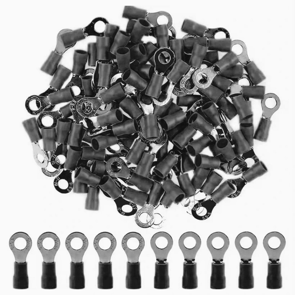 Фото - Кабельний наконечник кільцевий RV2-4L (чорний уп. - 100шт)