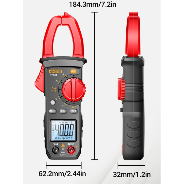 Фото - Струмові (токові) кліщі Aneng  ST181 600V AC/DC Voltage, 400A AC Current, NCV, мультиметр, LCD з підсвіткою