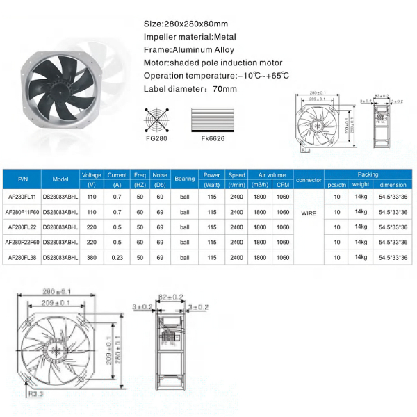 Фото - Вентилятор DS28083ABHL для примусового охолодження