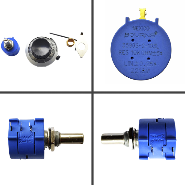 Фото - Потенціометр 10 КОм 2W на 10 оборотів з великою ручкою 46мм