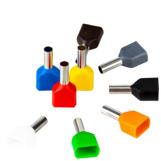 Фото - Кабельний наконечник трубчастий подвійний TE0512 для жил 2х0.5мм² (уп. - 100шт)