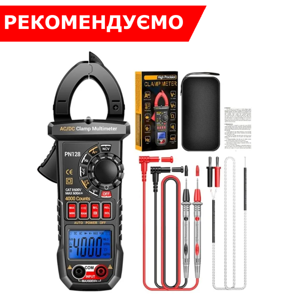 Фото - Струмові (токові) кліщі Aneng PN128 600V AC/DC Voltage, 600A AC/DC Current, NCV, мультиметр, LCD з підсвіткою