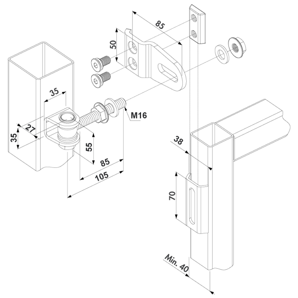 Фото - Петля регульована 2ступ. М16 (JL84A)