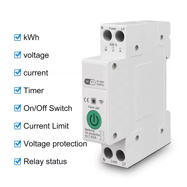 Фото - Счетчик электроэнергии 1ф 63А WiFi Smart MINI с разключателем без дисплея GREEN