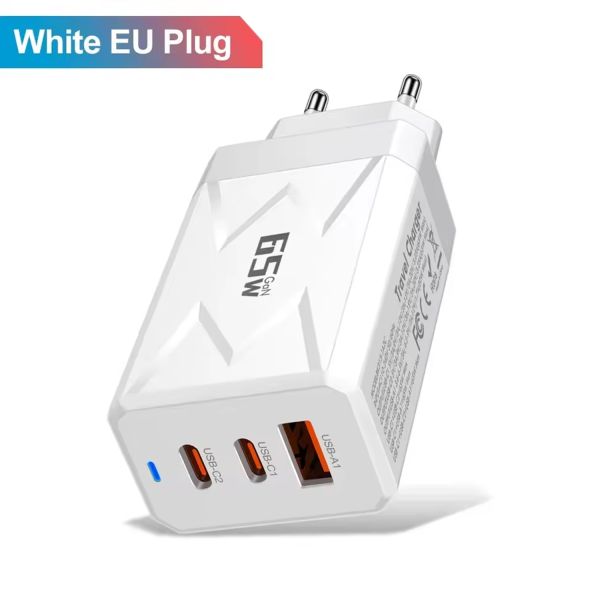 Фото - Зарядка 65Вт GaN, QC3.0, PD, PD 3.0, SuperVOOC 1.0, SuperVOOC 2.0, USB type C для телефону з кабелем 2м