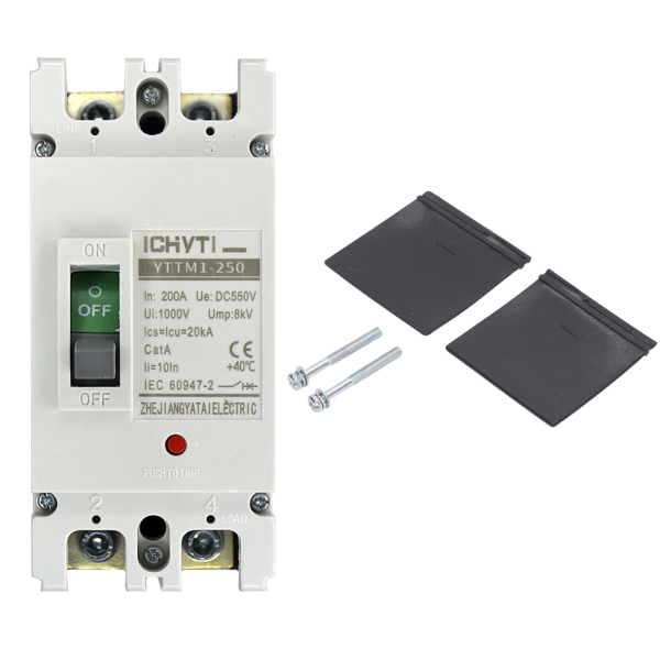 Фото - Автоматичний вимикач 2 полюси MCCB-250/PV2-200 DC 200A