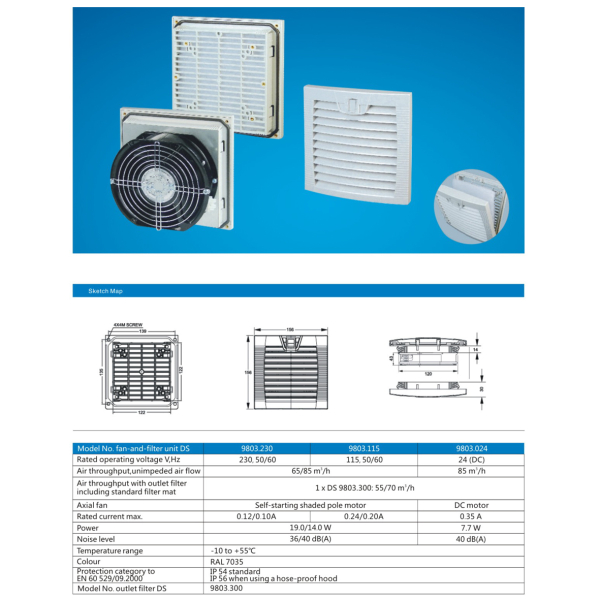 Фото - Вентилятор впускний з фільтром DS9805 254*254mm 220VAC