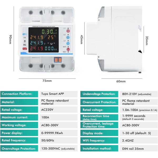 Фото - Счетчик электроэнергии 3ф 100А WiFi Smart ECO с размыкателем, цветной дисплей