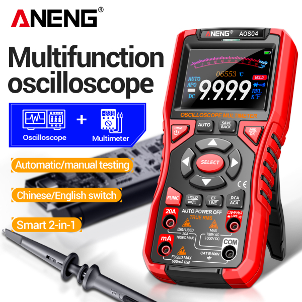 Фото - Aneng AOS04, цифровий мультиметр  / портативний осцилограф 10 МГц, 750V AC/ 1000V DC Voltage, 20A AC/DC Current, NCV, Smart, літієвий акумулятор