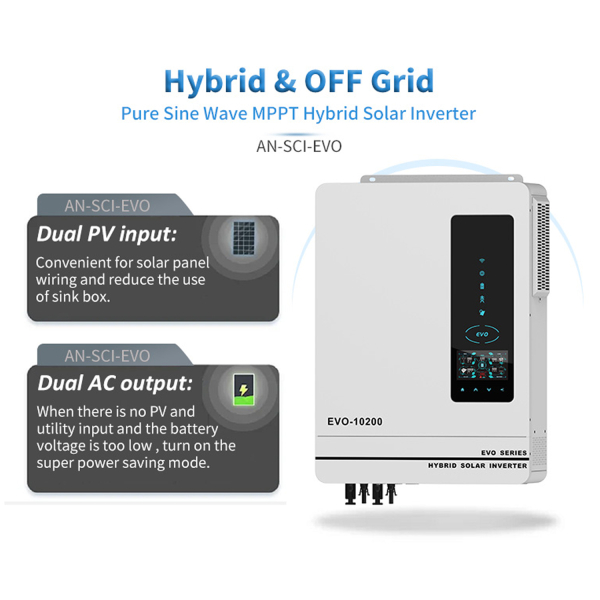 Фото - Інвертор Anern AN-SCI-EVO-10200, 10200W OFF Grid (гібридний) WiFi модуль в комплекті