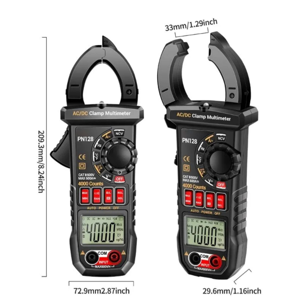 Фото - Струмові (токові) кліщі Aneng PN128 600V AC/DC Voltage, 600A AC/DC Current, NCV, мультиметр, LCD з підсвіткою