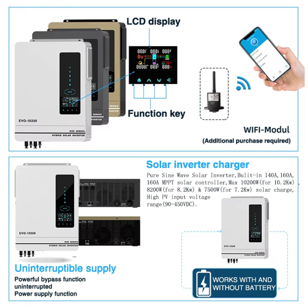 Фото - Інвертор Anern AN-SCI-EVO-10200, 10200W OFF Grid (гібридний) WiFi модуль в комплекті