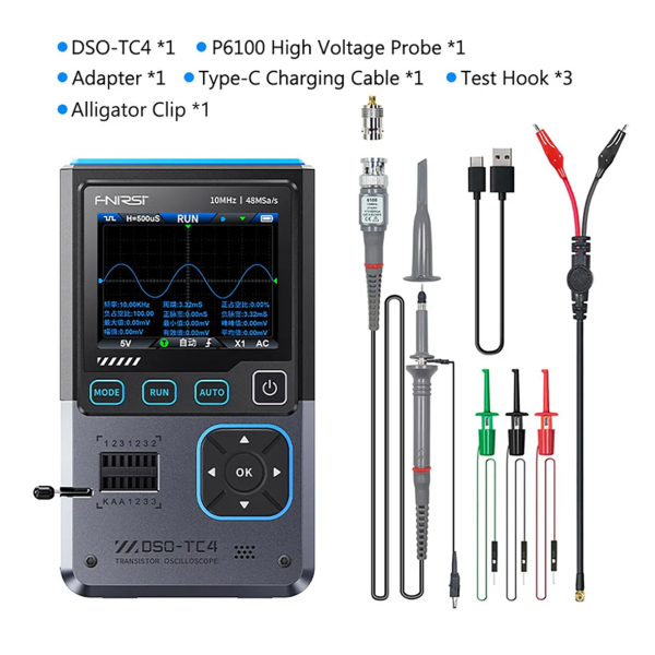 Фото - FNIRSI DSO-TC4, тестер електр. компонентів / портативний осцилограф 10 МГц / генератор сигналів