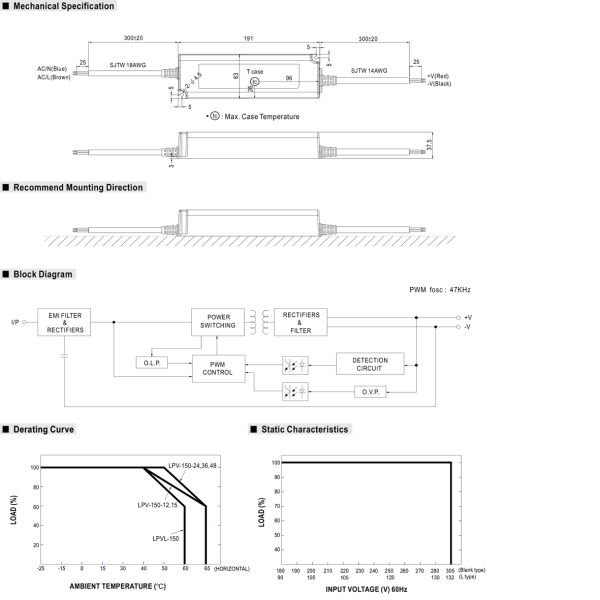 Фото - Блок живлення Mean Well LPV-150-24 оригінал (24VDC, 150W), IP67