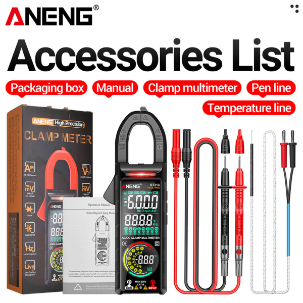 Фото - Струмові (токові) кліщі Aneng  ST213 600V AC/DC Voltage, 400A AC/DC Current, NCV, мультиметр, кольор. дисплей, True RMS