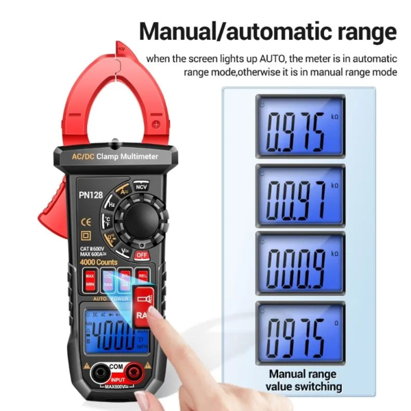 Фото - Струмові (токові) кліщі Aneng PN128 600V AC/DC Voltage, 600A AC/DC Current, NCV, мультиметр, LCD з підсвіткою