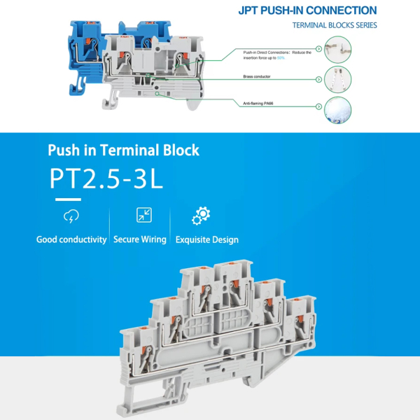 Фото - Прохідна клема PT 2.5-3L 3-рівнева