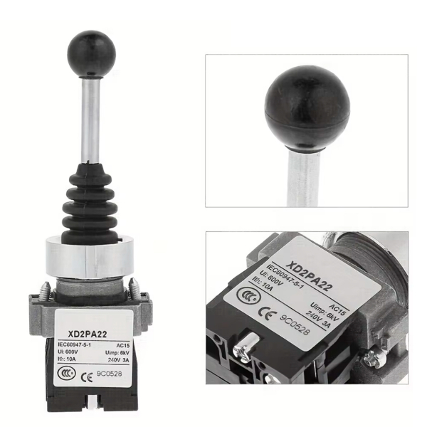 Фото - Джойстик на 2 положення XD2-PA22, одношвидкісний, врізний діам.30мм, 2NO контакти, без фіксації