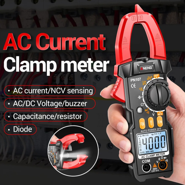 Фото - Струмові (токові) кліщі Aneng PN107 600V AC/DC Voltage, 600A AC Current, NCV, мультиметр, LCD з підсвіткою