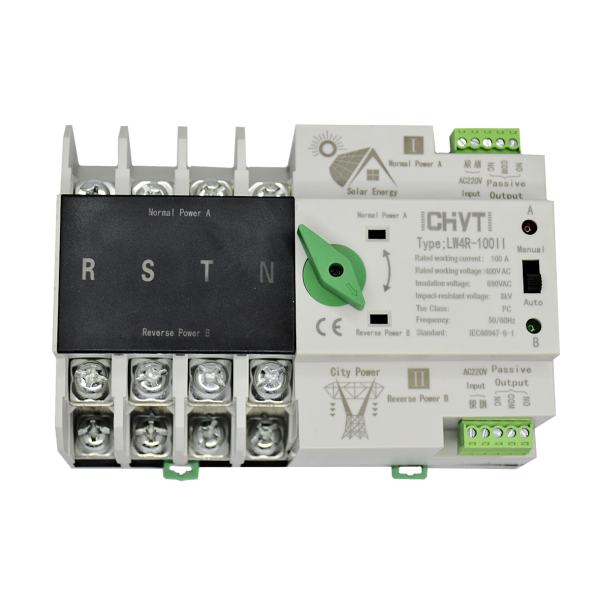 Фото - Автоматичний перемикач джерела живлення LW4R-100 4 полюси 100А SUN/GRID CHYT