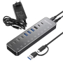 USB-хаб HUB, 10 портів (3хUSB 3.2 10Gbps + 7хUSB 3.0 5Gbps), з блоком живлення 12V 5A