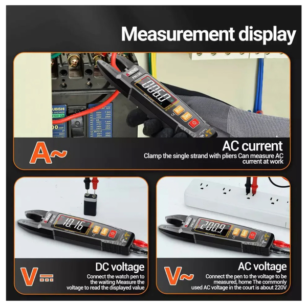 Фото - Струмові (токові) кліщі Aneng PN130 600V AC/DC Voltage, 100A AC/DC Current, NCV, мультиметр, VA кольоров. дисплей