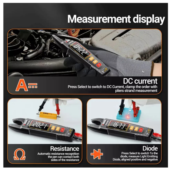 Фото - Струмові (токові) кліщі Aneng PN130 600V AC/DC Voltage, 100A AC/DC Current, NCV, мультиметр, VA кольоров. дисплей
