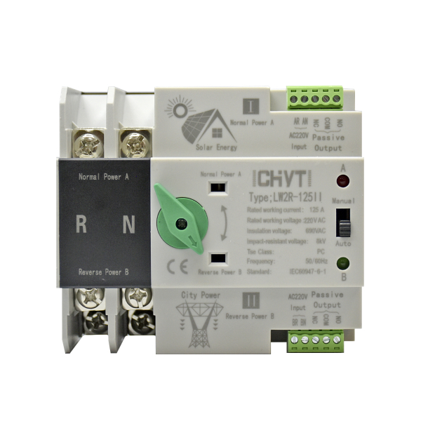 Фото - Автоматичний перемикач джерела живлення LW2R-125II 2 полюси  125А SUN/GRID