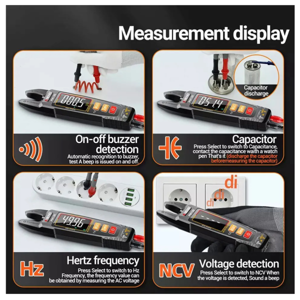 Фото - Струмові (токові) кліщі Aneng PN130 600V AC/DC Voltage, 100A AC/DC Current, NCV, мультиметр, VA кольоров. дисплей