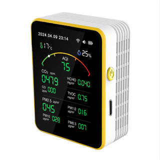Фото - Монітор якості довкілля ZN-MT15 білий, AQI, CO2, CO, PM2.5, PM1.0, PM10, PM0.3, температура, вологість, час, дата, HCHO, TVOC, WiFi Tuya, історія вимірювань