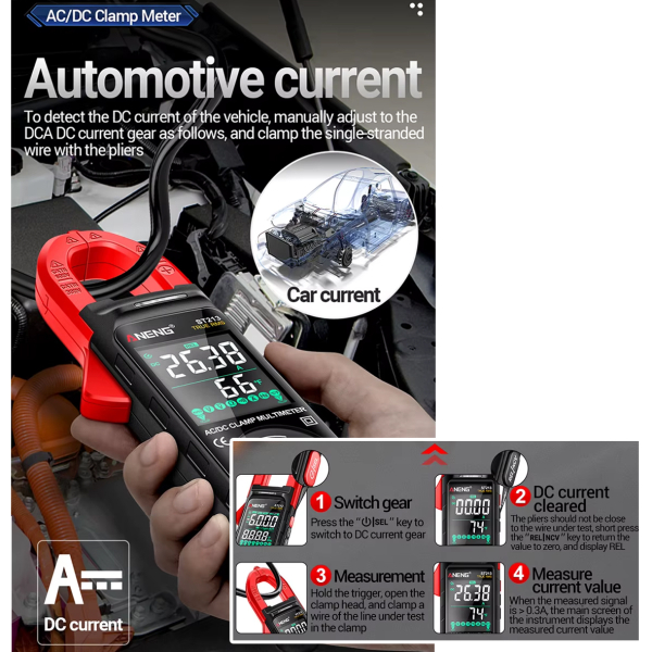 Фото - Струмові (токові) кліщі Aneng  ST213 600V AC/DC Voltage, 400A AC/DC Current, NCV, мультиметр, кольор. дисплей, True RMS