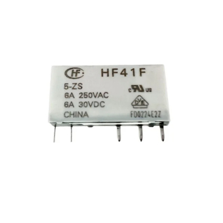 Фото - Реле DIN HF41F, котушка DC5VDC, контакти 1NO/NC, 6A 240VAC, 6A 30VDC