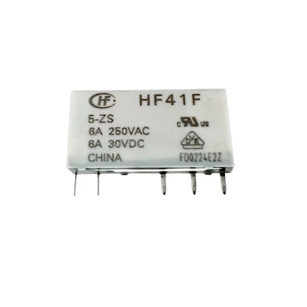 Фото - Реле DIN HF41F, котушка DC5VDC, контакти 1NO/NC, 6A 240VAC, 6A 30VDC