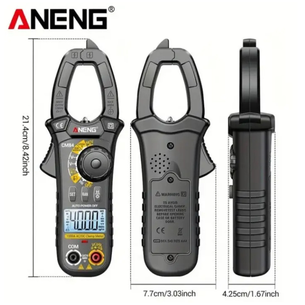 Фото - Струмові (токові) кліщі Aneng CM84 600V AC/DC Voltage, 1000A AC/DC Current, NCV, мультиметр, LCD з підсвіткою
