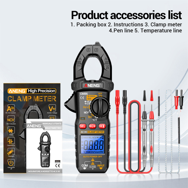 Фото - Струмові (токові) кліщі Aneng CM86 600V AC/DC Voltage, 600A AC/DC Current, NCV, мультиметр, LCD з підсвіткою