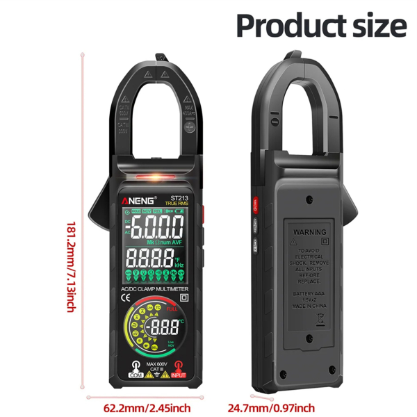 Фото - Струмові (токові) кліщі Aneng  ST213 600V AC/DC Voltage, 400A AC/DC Current, NCV, мультиметр, кольор. дисплей, True RMS