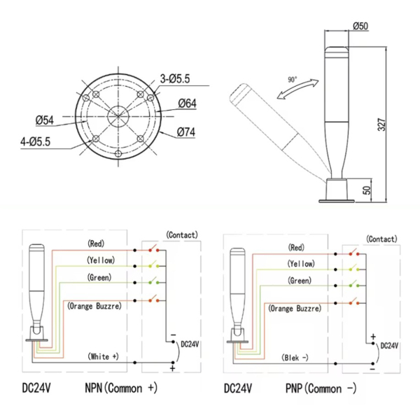 Фото - Стійка індикатора (світлофор) DC24V