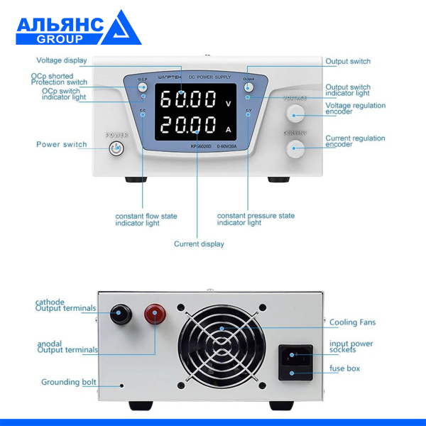 Фото - Блок живлення лабораторний KPS6020D 1200Ватт (0-60Вольт х 0-20Ампер)