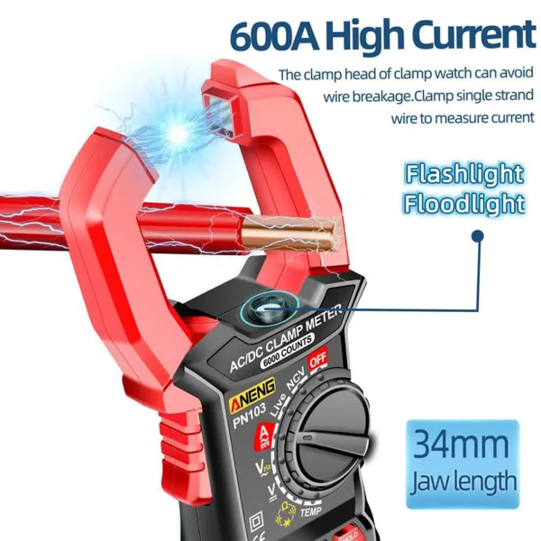 Фото - Струмові (токові) кліщі Aneng PN103 600V AC/DC Voltage, 600A AC/DC Current, NCV, мультиметр, LCD з підсвіткою