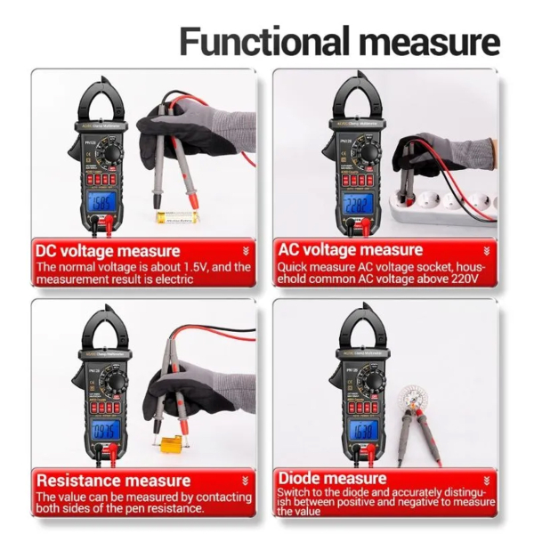 Фото - Струмові (токові) кліщі Aneng PN128 600V AC/DC Voltage, 600A AC/DC Current, NCV, мультиметр, LCD з підсвіткою