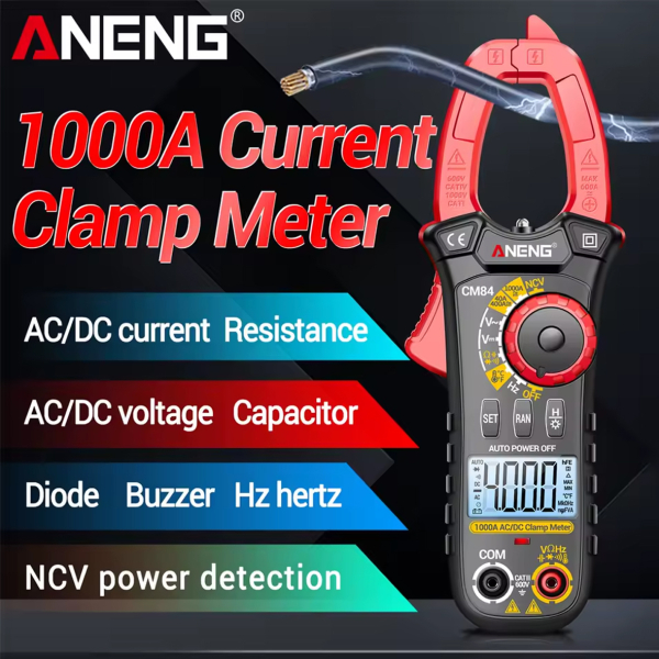 Фото - Струмові (токові) кліщі Aneng CM84 600V AC/DC Voltage, 1000A AC/DC Current, NCV, мультиметр, LCD з підсвіткою