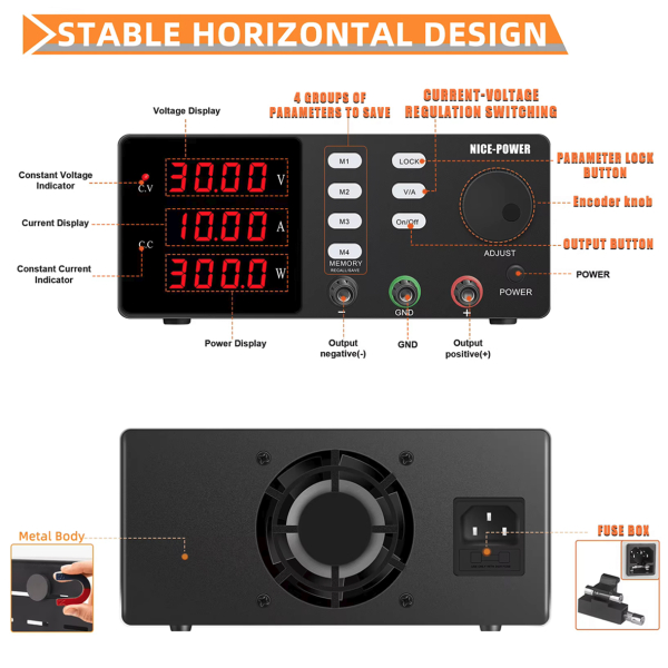 Фото - Блок живлення лабораторний SPPS-S3010 300Ватт (0-30Вольт х 0-10Ампер)
