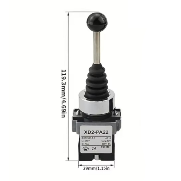 Фото - Джойстик на 2 положення XD2-PA22, одношвидкісний, врізний діам.30мм, 2NO контакти, без фіксації