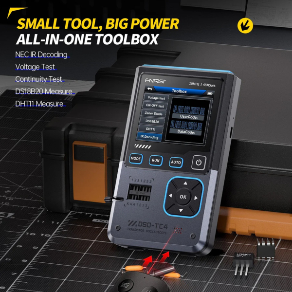 Фото - FNIRSI DSO-TC4, тестер електр. компонентів / портативний осцилограф 10 МГц / генератор сигналів