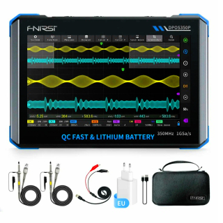 Фото - FNIRSI DPOS350P 4-в-1, 2 щупи, 350MHz*2 планшетний осцилограф / генератор сигналів / аналізатор спектру / аналізатор частотної характеристики