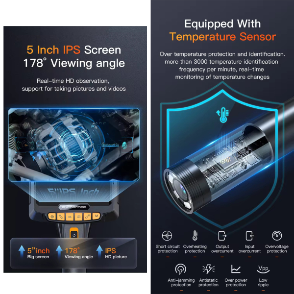 Фото - Ендоскоп поворотний ANESOK G10 PRO 360 2 камери 5 метрів